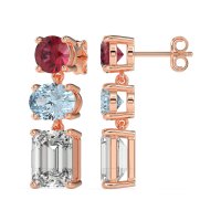 Three-Stone Dangle Earrings