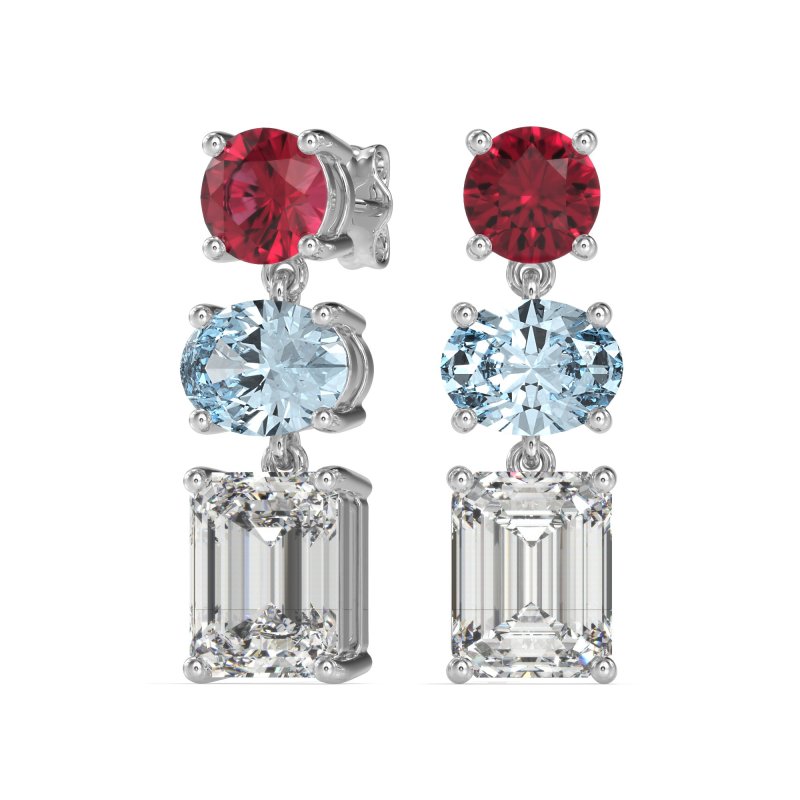 Three-Stone Dangle Earrings