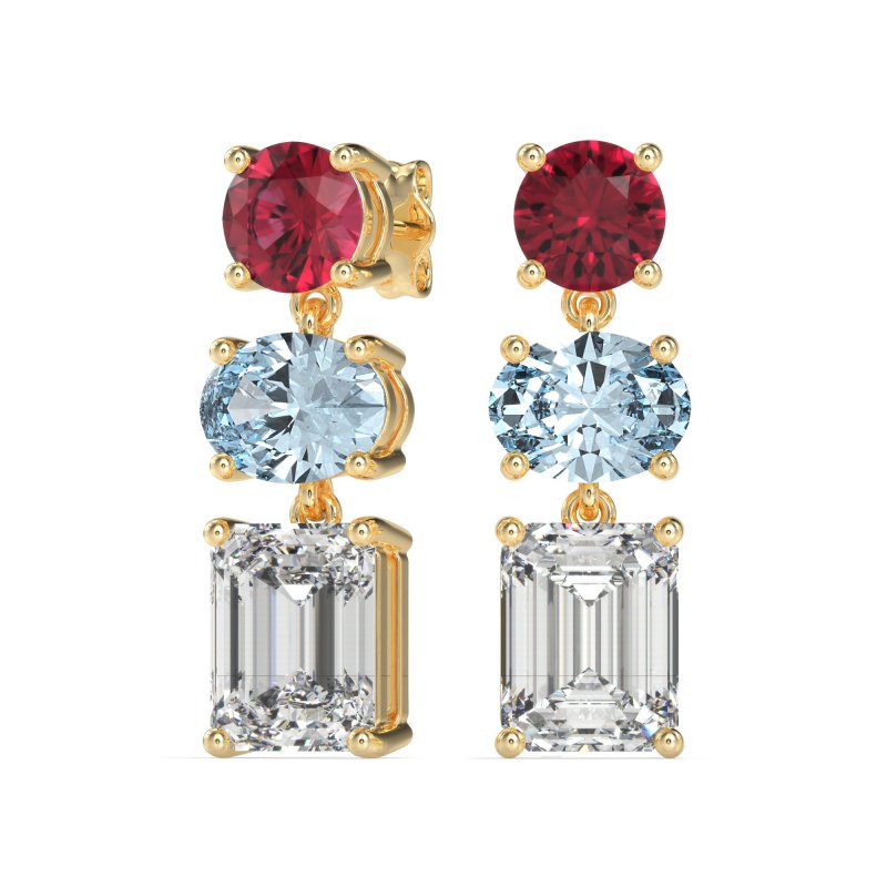 Three-Stone Dangle Earrings