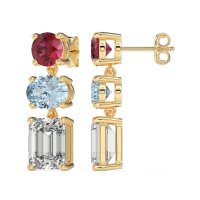 Three-Stone Dangle Earrings