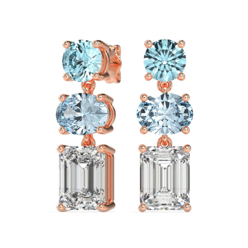 Three-Stone Dangle Earrings