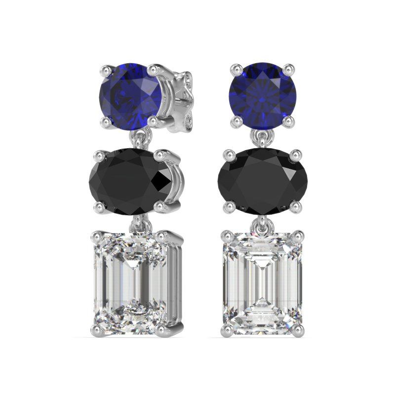 Three-Stone Dangle Earrings