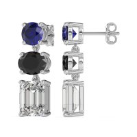 Three-Stone Dangle Earrings