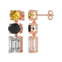 Three-Stone Dangle Earrings