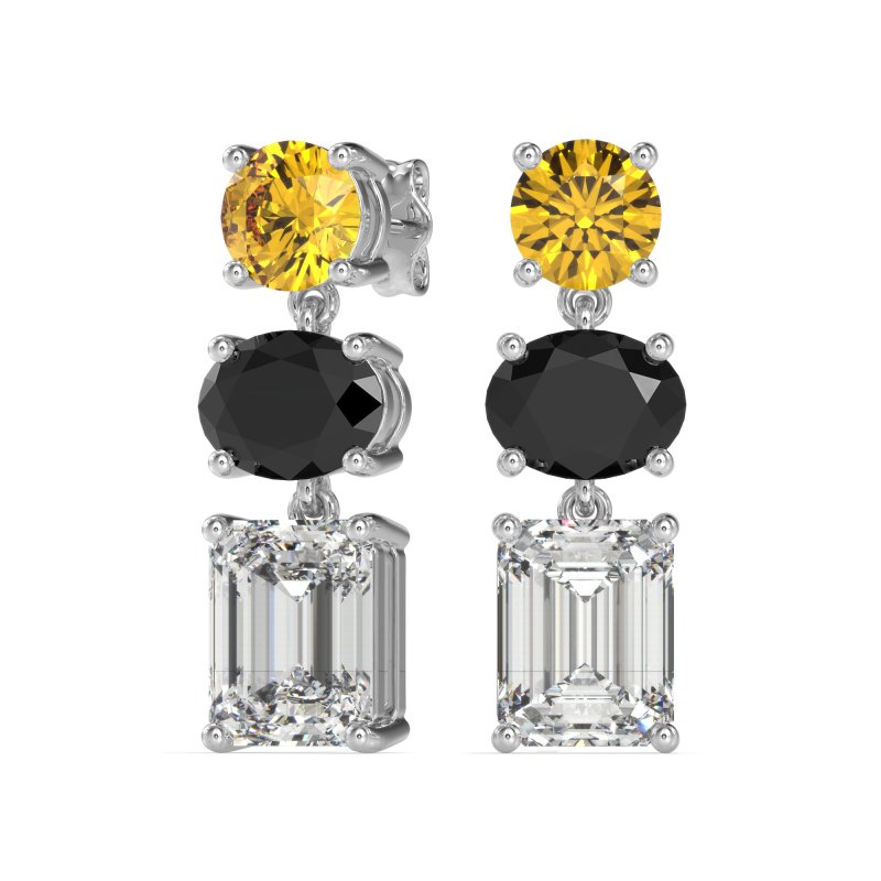 Three-Stone Dangle Earrings