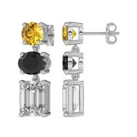 Three-Stone Dangle Earrings