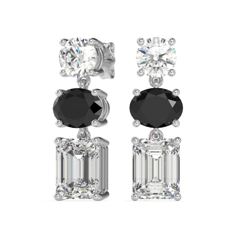 Three-Stone Dangle Earrings