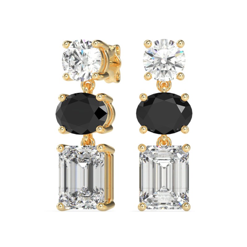 Three-Stone Dangle Earrings
