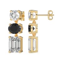 Three-Stone Dangle Earrings