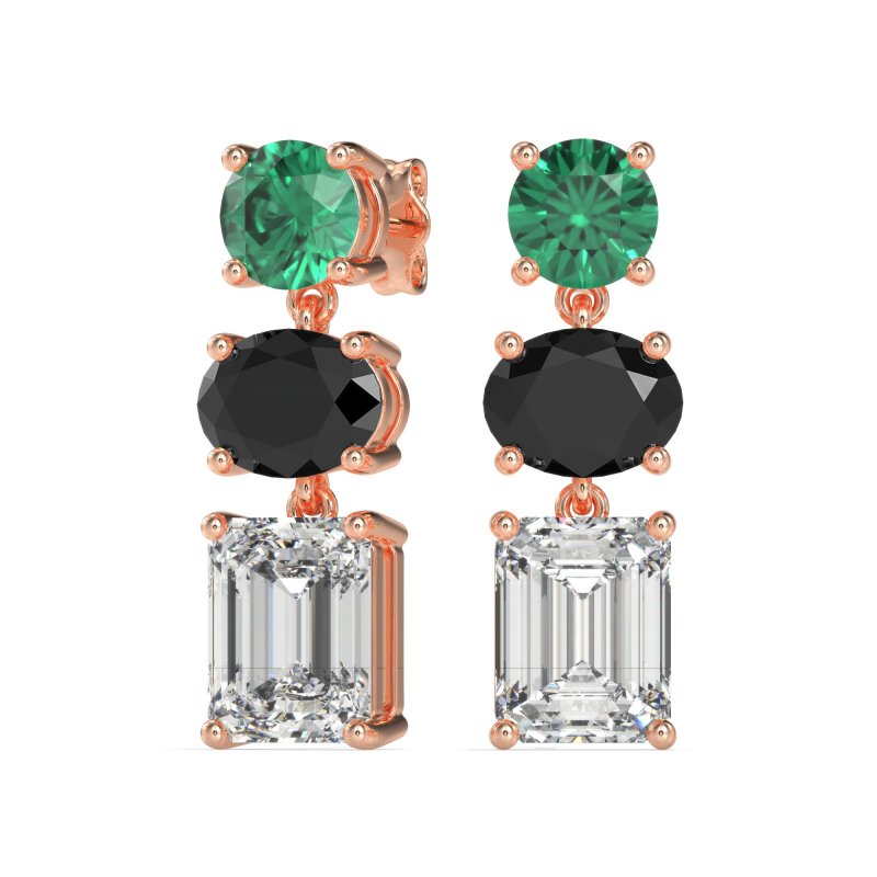 Three-Stone Dangle Earrings