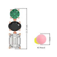 Three-Stone Dangle Earrings