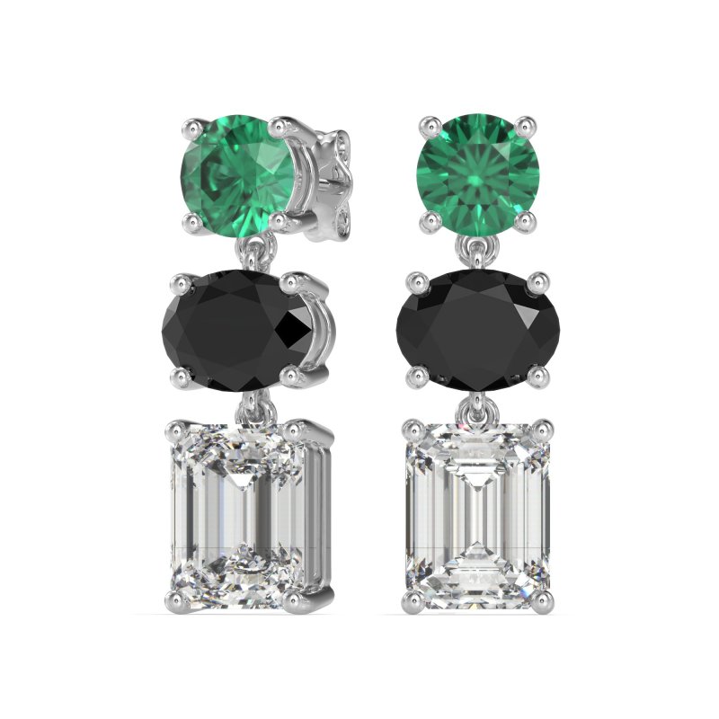 Three-Stone Dangle Earrings