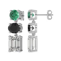 Three-Stone Dangle Earrings