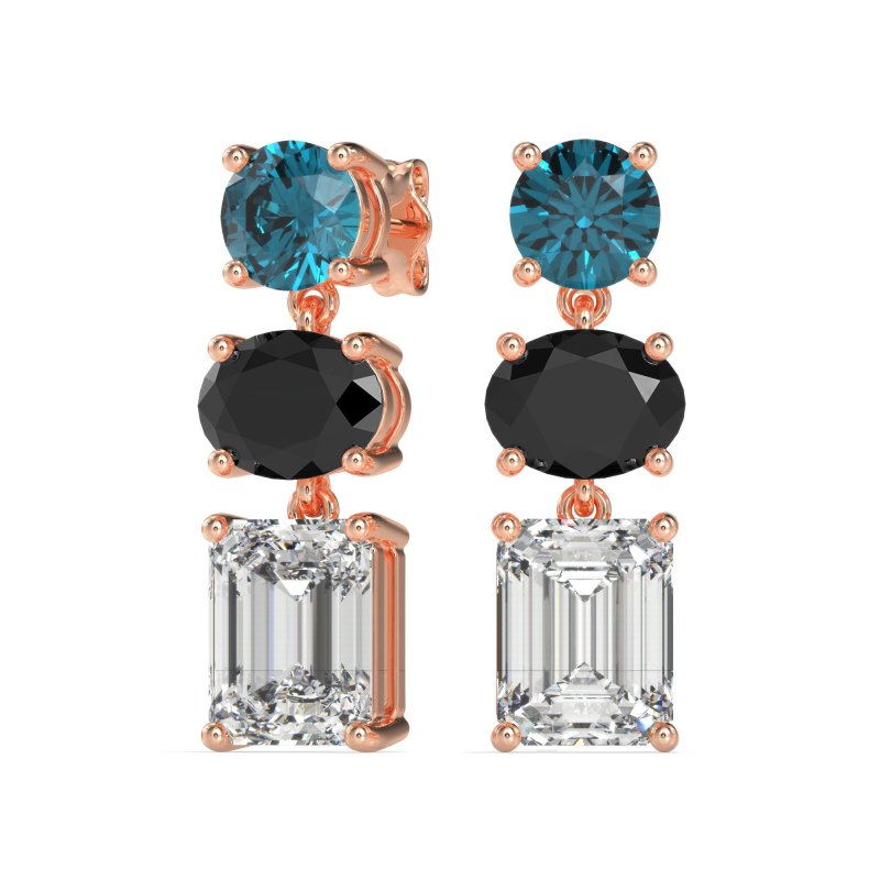 Three-Stone Dangle Earrings