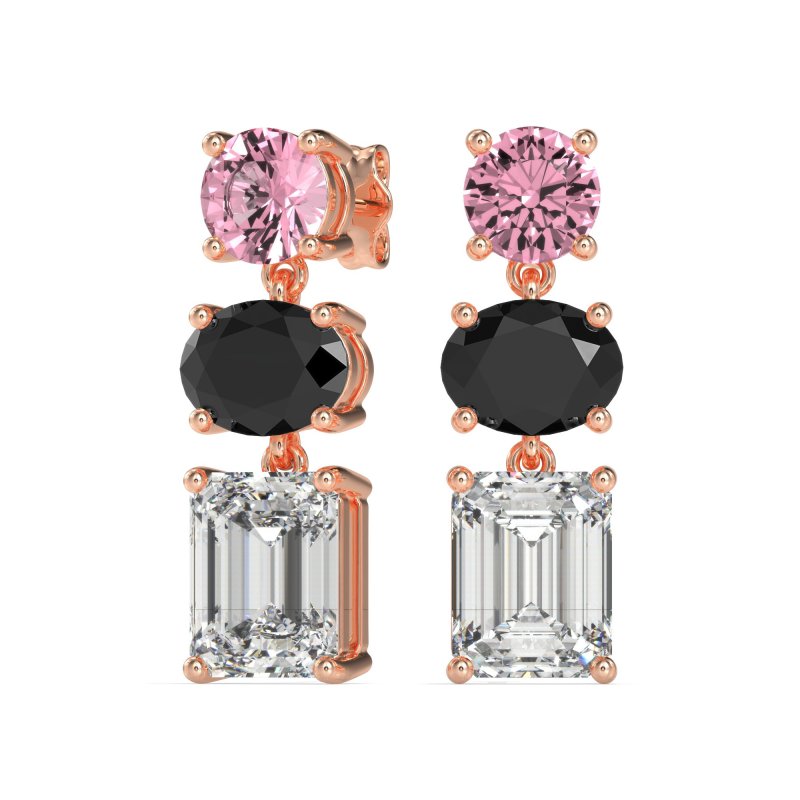 Three-Stone Dangle Earrings