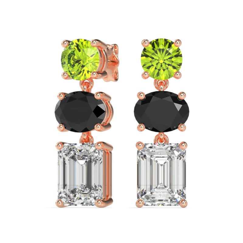 Three-Stone Dangle Earrings