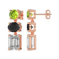 Three-Stone Dangle Earrings