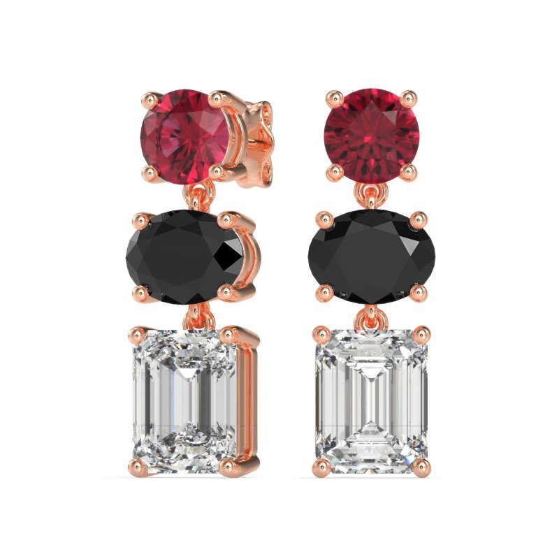 Three-Stone Dangle Earrings