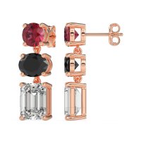 Three-Stone Dangle Earrings