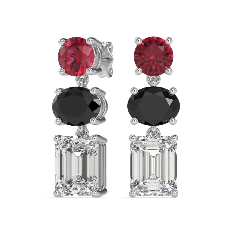 Three-Stone Dangle Earrings