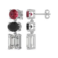 Three-Stone Dangle Earrings