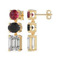 Three-Stone Dangle Earrings