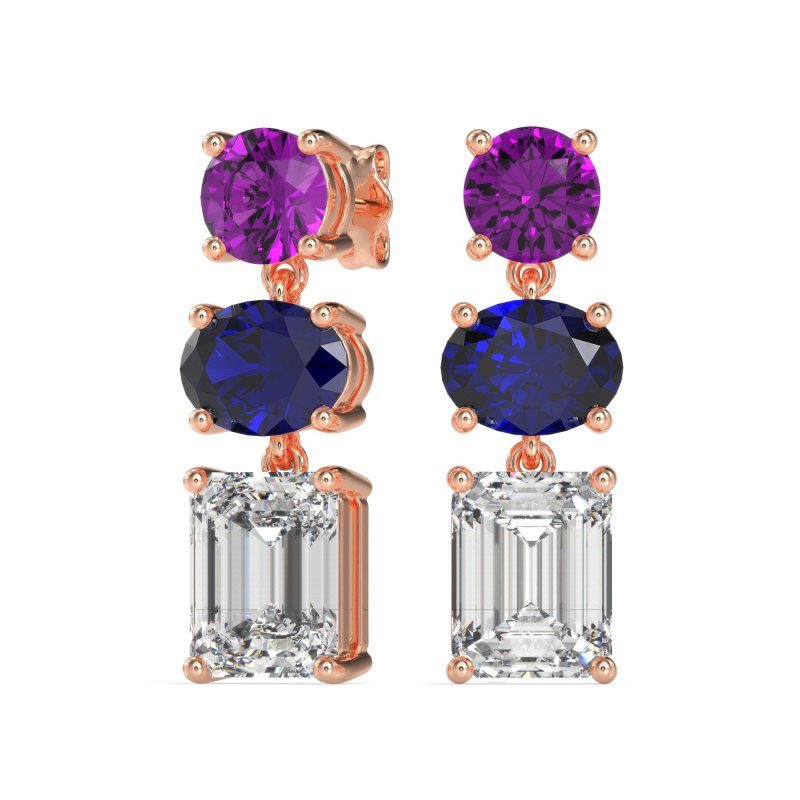 Three-Stone Dangle Earrings