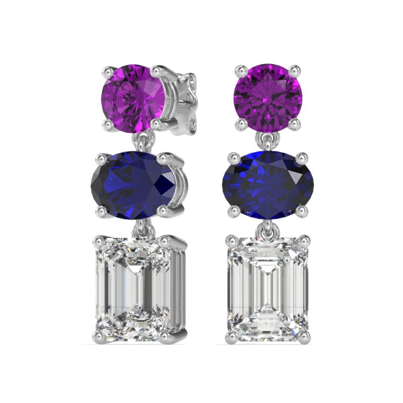 Three-Stone Dangle Earrings