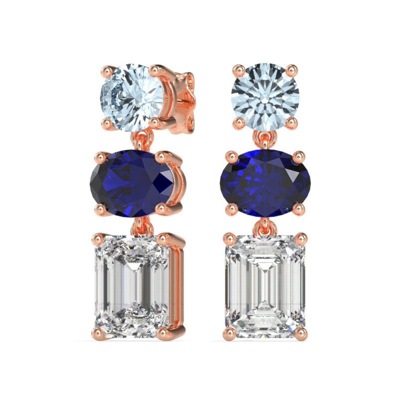 Three-Stone Dangle Earrings