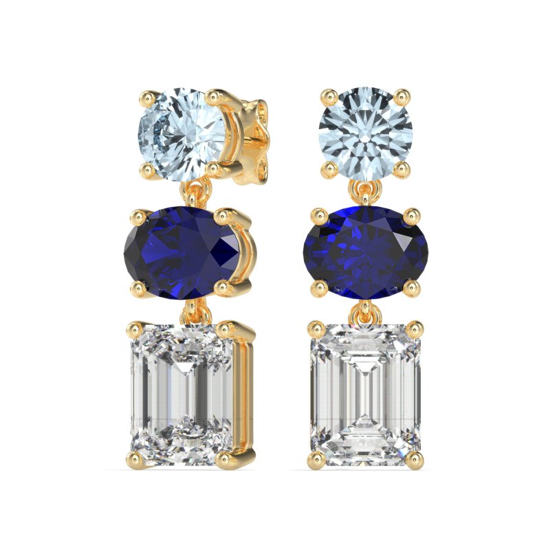 Three-Stone Dangle Earrings