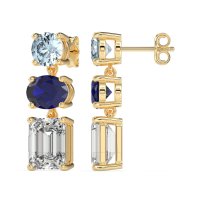 Three-Stone Dangle Earrings
