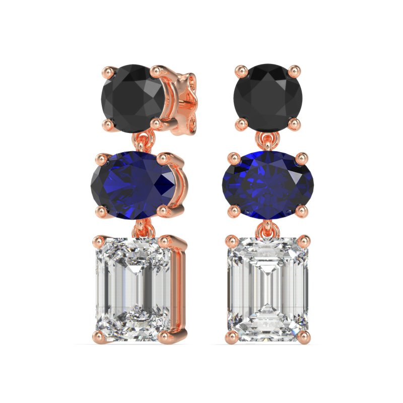 Three-Stone Dangle Earrings