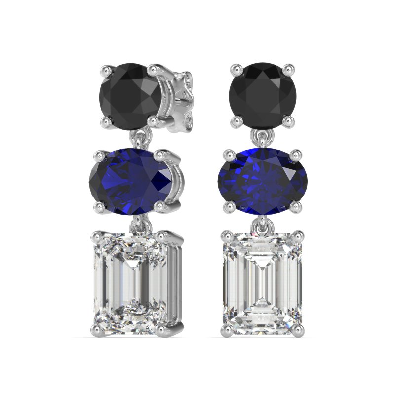 Three-Stone Dangle Earrings
