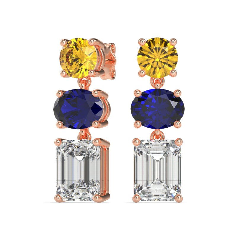 Three-Stone Dangle Earrings