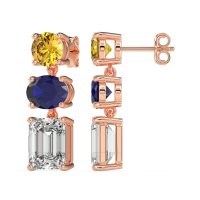 Three-Stone Dangle Earrings