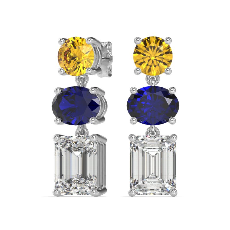 Three-Stone Dangle Earrings