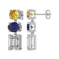 Three-Stone Dangle Earrings