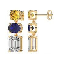 Three-Stone Dangle Earrings