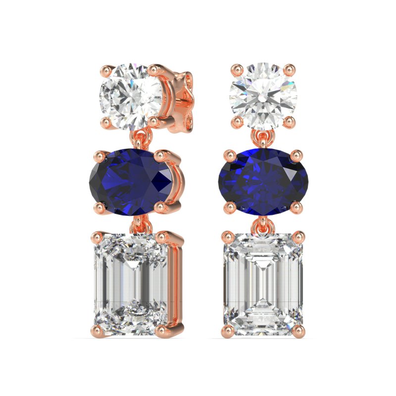 Three-Stone Dangle Earrings