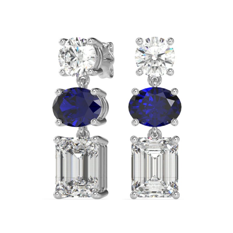 Three-Stone Dangle Earrings