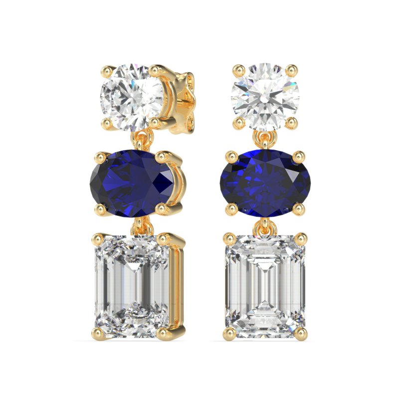 Three-Stone Dangle Earrings