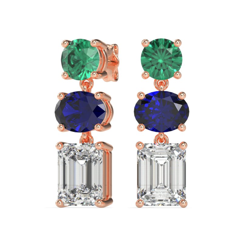 Three-Stone Dangle Earrings