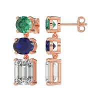 Three-Stone Dangle Earrings
