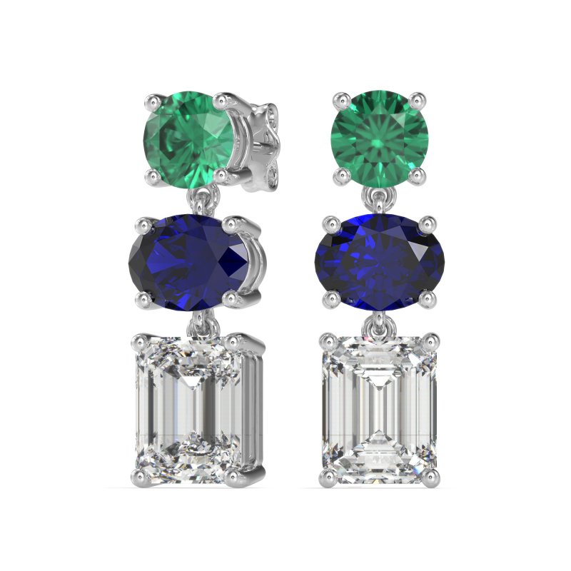 Three-Stone Dangle Earrings