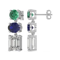 Three-Stone Dangle Earrings