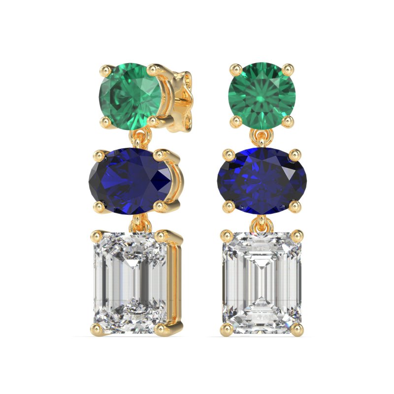Three-Stone Dangle Earrings