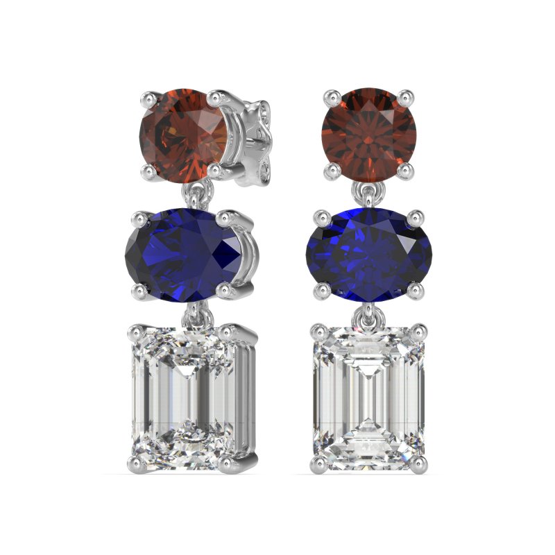 Three-Stone Dangle Earrings