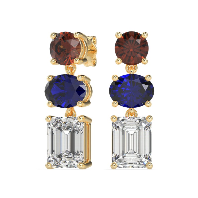 Three-Stone Dangle Earrings