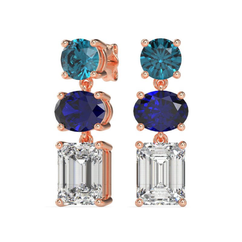 Three-Stone Dangle Earrings