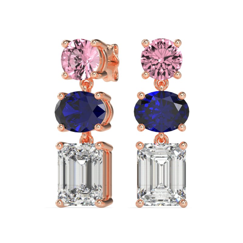 Three-Stone Dangle Earrings